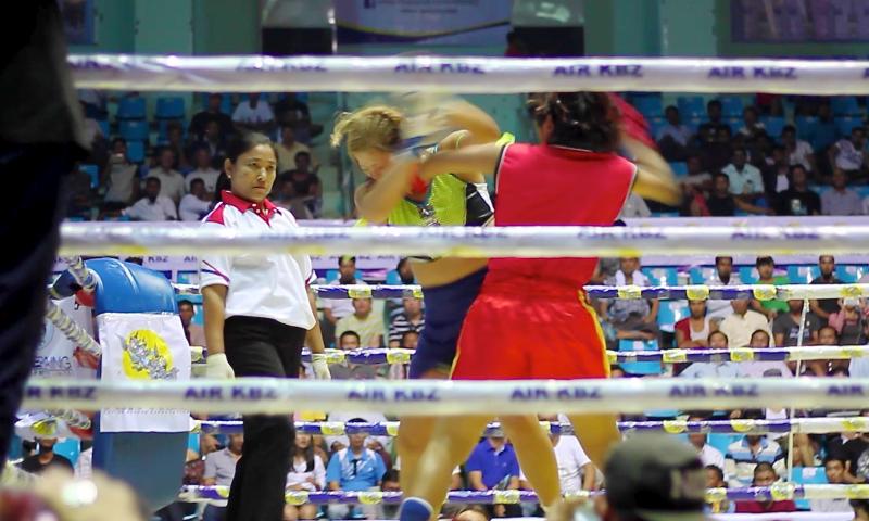 Myint Myint Kyaw was in Yangon to referee the December 2016 clash between Shwe Sin Min from Myanmar and Japanese fighter Momoko