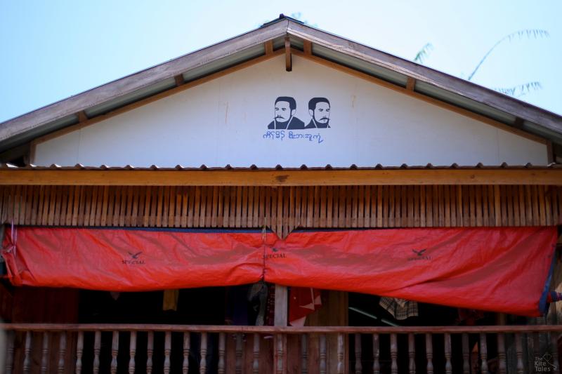While the village is in Mon State, people here are ethnic Kayin (Karen) and many wear their allegiance proudly on their gables. The man in the portraits is Saw Ba U Gyi, the founder and first president of the KNU